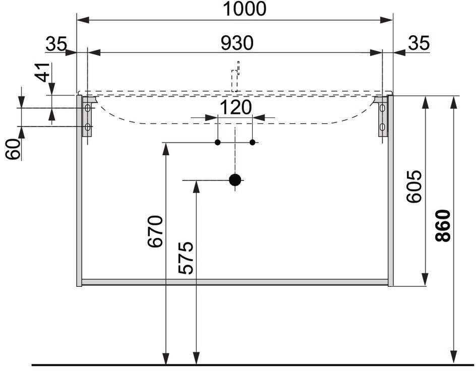 KEUCO X-Line Waschtischunterbau 1000 mm anthrazit/anthrazit mit 1 Auszug und Innenschublade