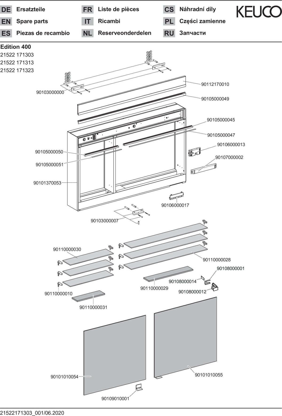 KEUCO Edition 400 Spiegelschrank DALI 1060 mm mit LED-Beleuchtung und Innenraumausleuchtung