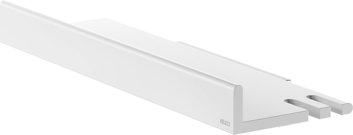 KEUCO REVA Duschablage 12858 weiß matt – rechteckige Wandablage mit Haken, 350 mm