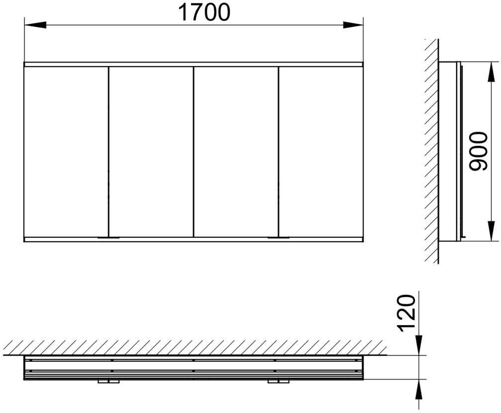 KEUCO Royal Modular 2.0 Spiegelschrank, unbeleuchtet, Wandeinbau, 1700 x 700 x 120 mm, silber-eloxiert