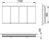KEUCO Royal Modular 2.0 Spiegelschrank, unbeleuchtet, Wandeinbau, 1700 x 700 x 120 mm, silber-eloxiert