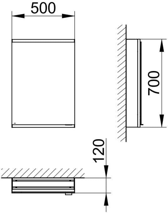 KEUCO Royal Modular 2.0 Spiegelschrank beleuchtet 500 mm silber-eloxiert mit Steckdose