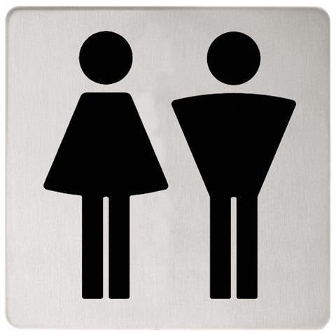 KEUCO Plan Türschild Damen/Herren Edelstahl 100 mm – Edelstahl/Schwarz