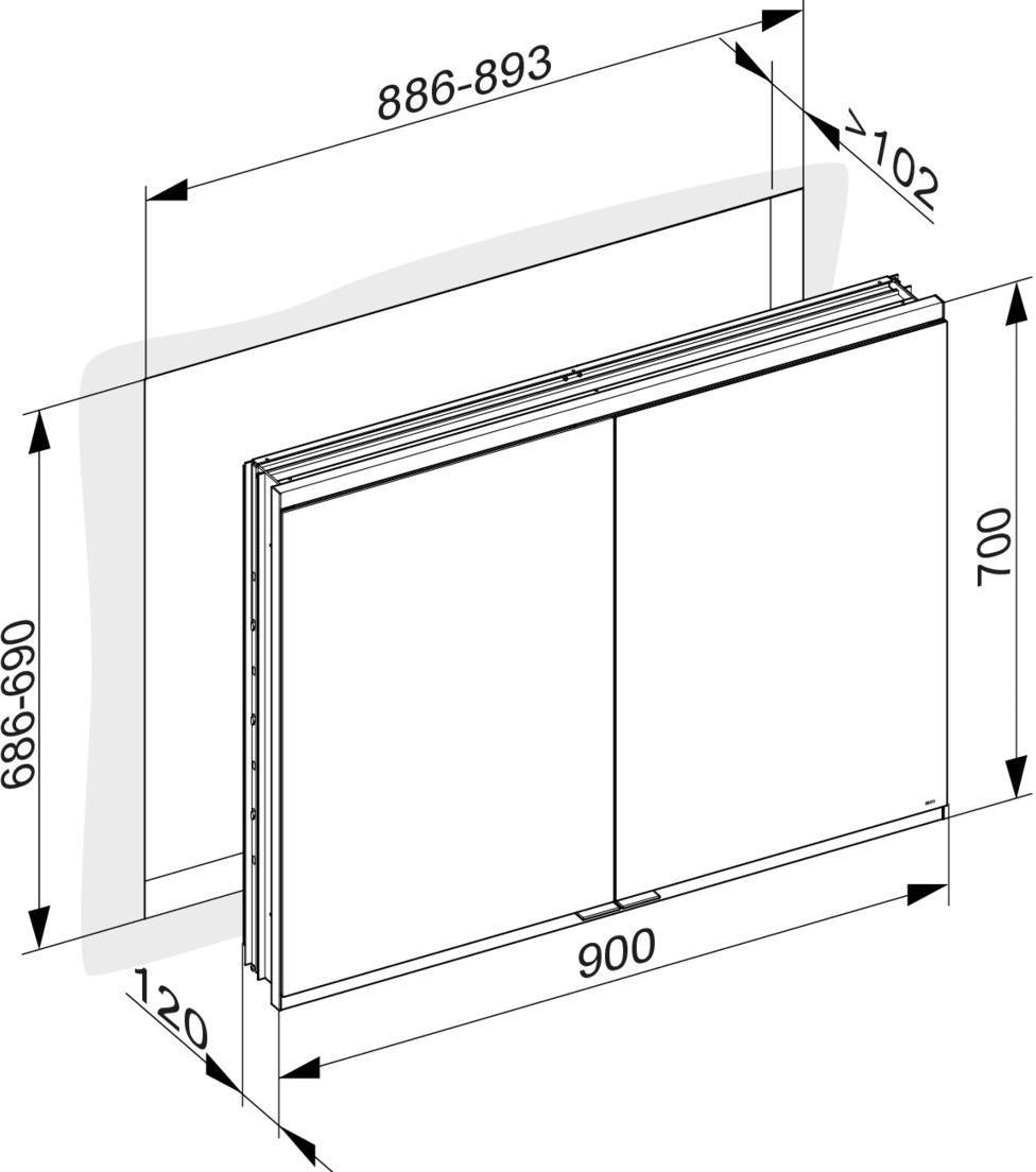 KEUCO Royal Modular 2.0 Spiegelschrank 600 mm, unbeleuchtet, Wandeinbau, mit Steckdose & USB