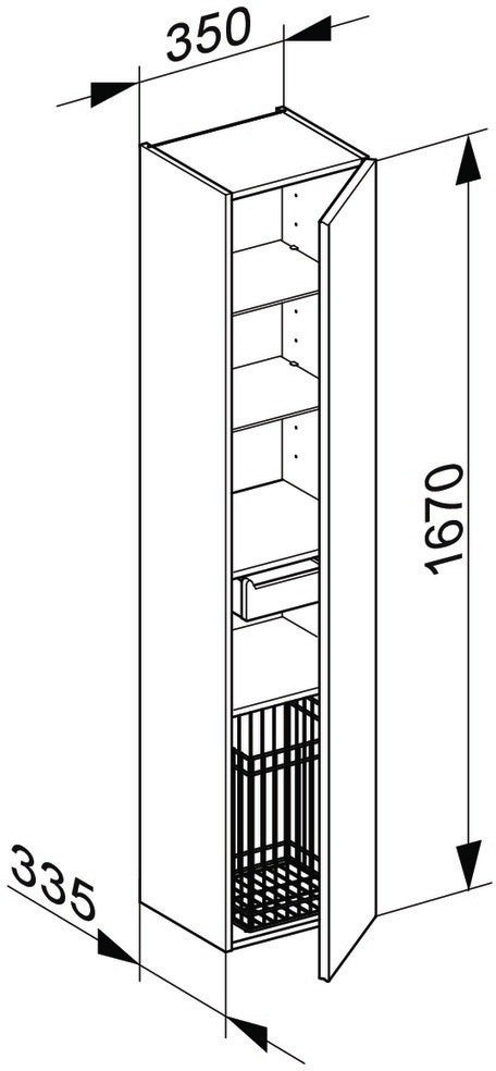 KEUCO Royal Reflex Hochschrank mit Wäschekorb, 1-türig, links, anthrazit/anthrazit
