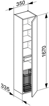 KEUCO Royal Reflex Hochschrank mit Wäschekorb, 1-türig, links, anthrazit/anthrazit