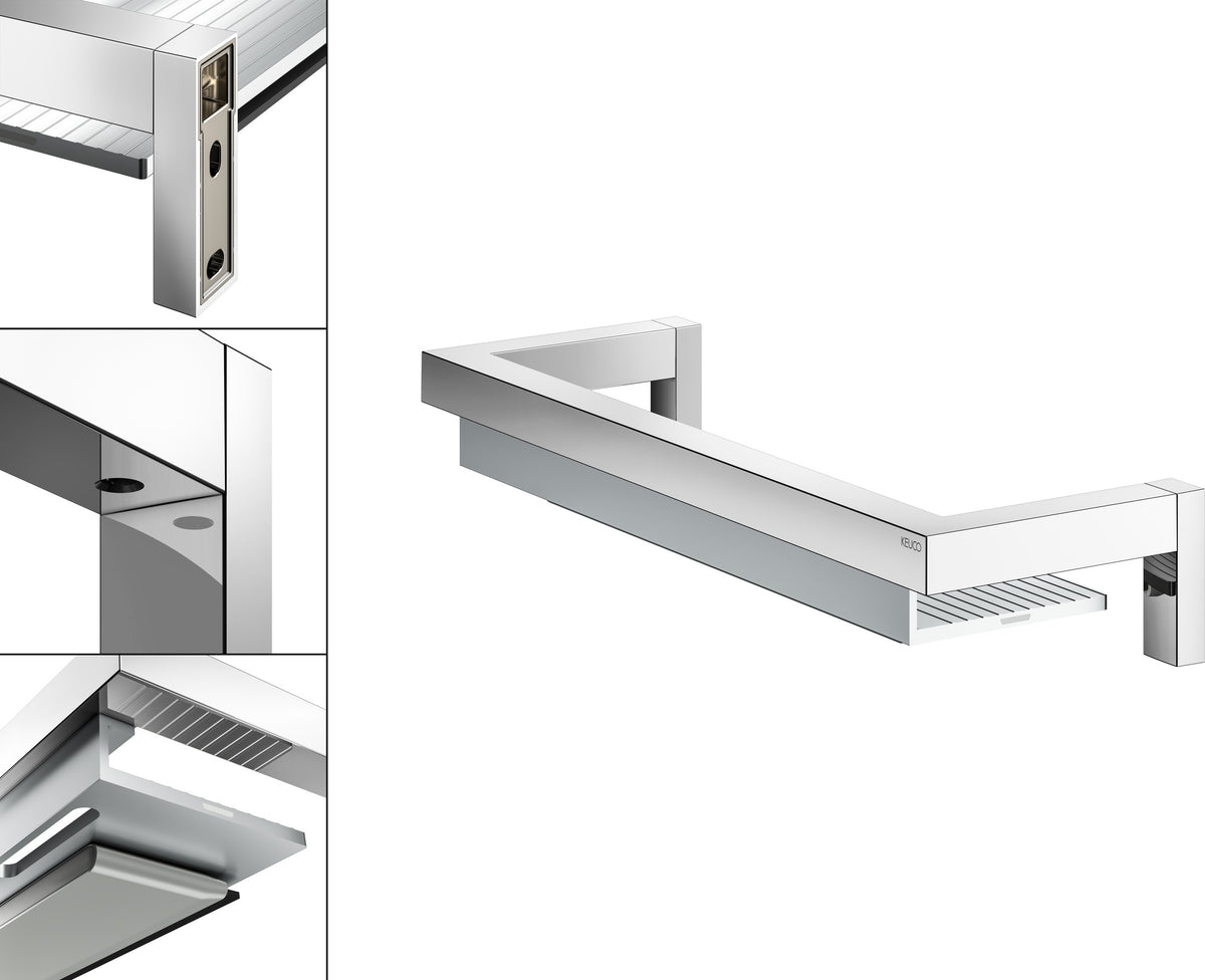 KEUCO Duschablage Edition 90 Square mit Glasabzieher, verchromt/Aluminium, 360 mm