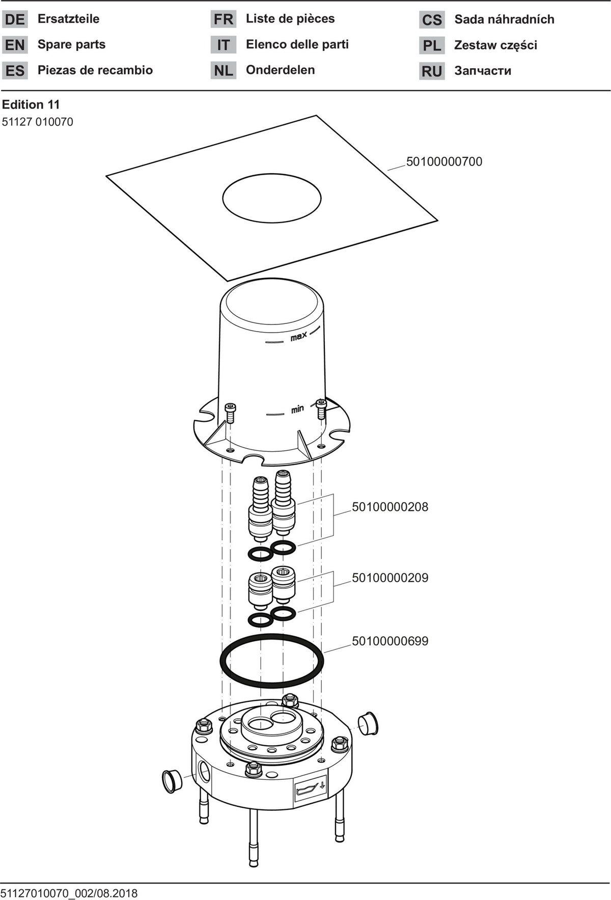 KEUCO Montagebausatz für Bodenbefestigung Edition 11 – mit Spüleinheit und G 1/2" Anschluss