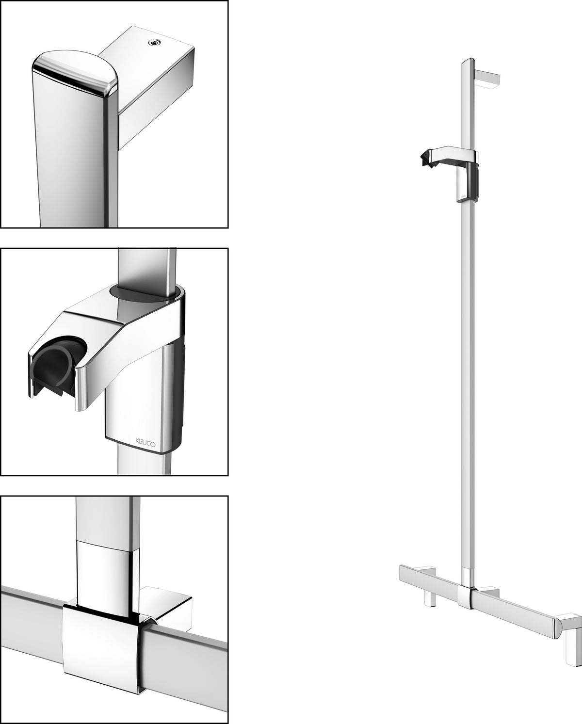 KEUCO Duschhandlauf AXESS 35014, silber-eloxiert, 1000/1301 mm, mit Brausestange