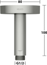 KEUCO Brausearm Elegance 51688, Deckenanschluss, 100 mm, verchromt – Rundes Design für die Deckenmontage