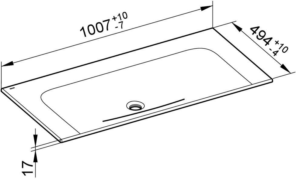 KEUCO X-Line Keramik-Waschtisch 1007 mm weiß ohne Hahnlochbohrung