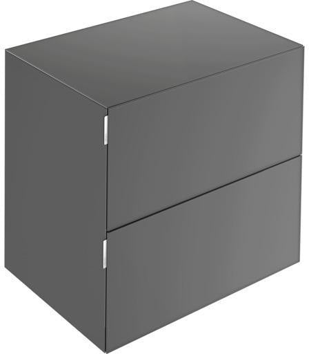 KEUCO Edition 11 Art Sideboard 400 mm mit 2 Auszügen und Beleuchtung – Weiß / Glas Weiß