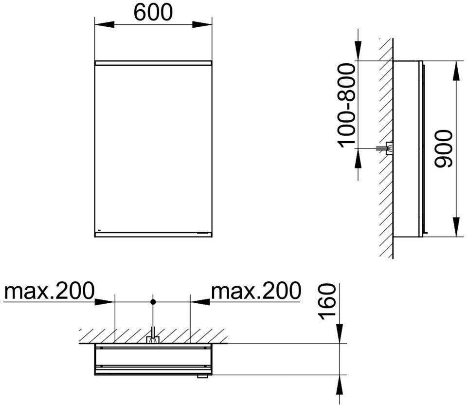 KEUCO Royal Modular 2.0 Spiegelschrank, unbeleuchtet, Wandeinbau, 500 mm, silber-eloxiert