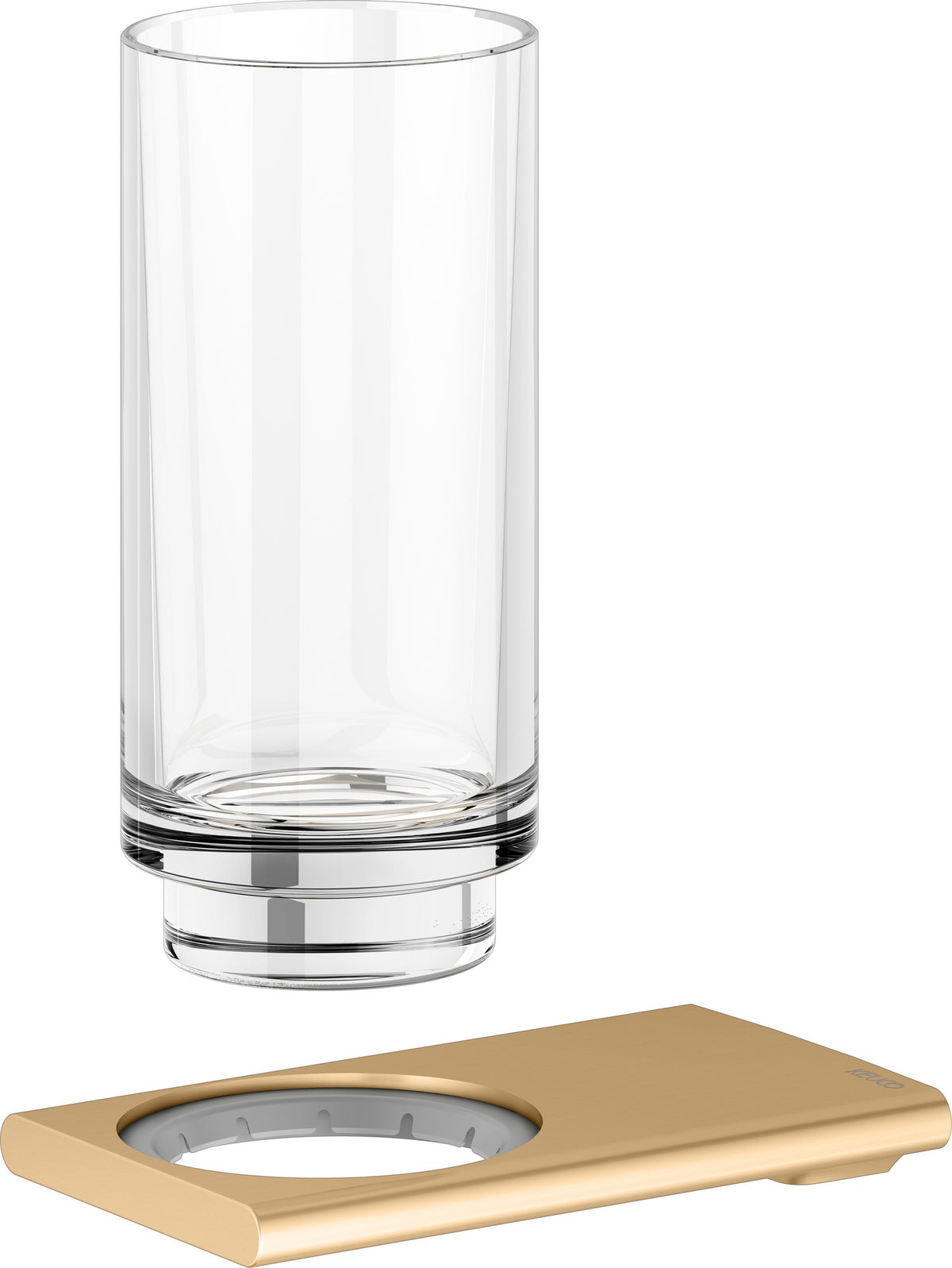 KEUCO Edition 400 Glashalter mit Echtkristall-Glas, verchromt – Wandmontage, softcube Design