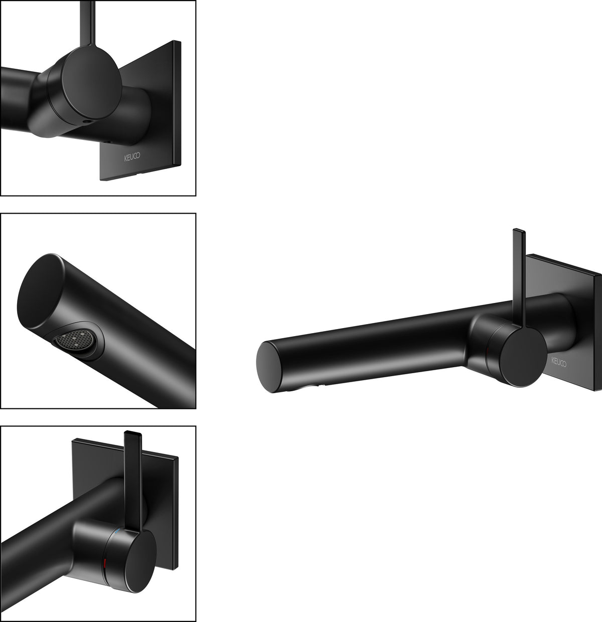 KEUCO IXMO Pure Einhebel-Waschtischmischer Unterputz, eckig, Ausladung 165 mm, schwarz matt