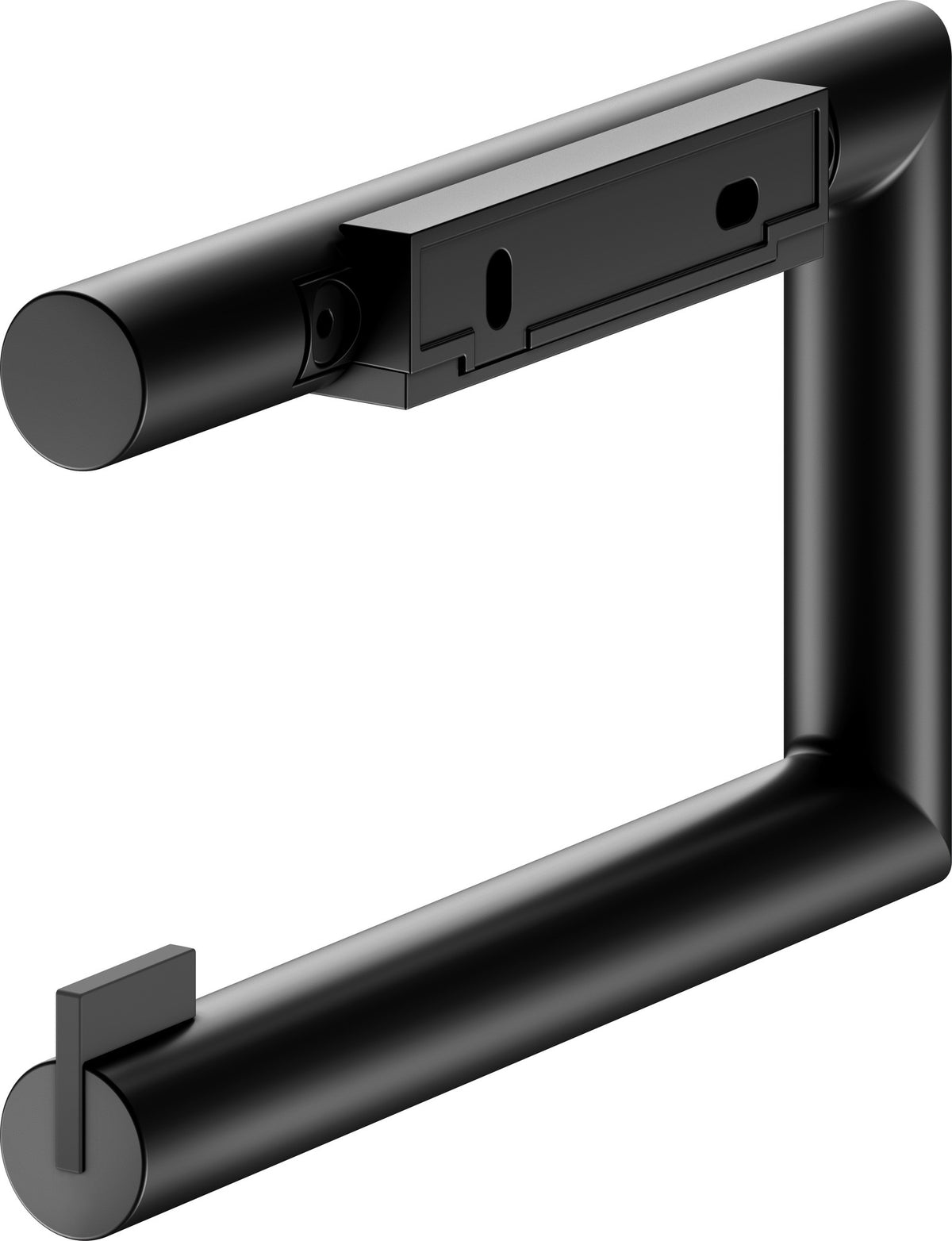 KEUCO REVA Toilettenpapierhalter offene Form schwarz matt – Wandmontage zum Kleben oder Schrauben