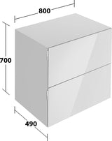 KEUCO Edition 11 Art Sideboard 400 mm mit 2 Auszügen und Beleuchtung – Weiß / Glas Weiß