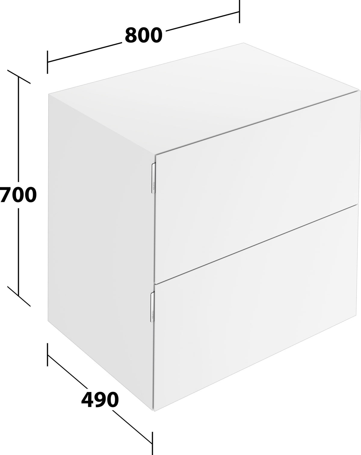 KEUCO Edition 11 Art Sideboard 400 mm mit 2 Auszügen und Beleuchtung – Weiß / Glas Weiß
