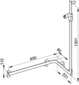 KEUCO AXESS Duschhandlauf 550/531/1301 mm mit Brausestange rechts, silber-eloxiert