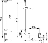 KEUCO AXESS Winkelgriff 90° rechts 400x800 mm silber-eloxiert – Barrierefreier Haltegriff
