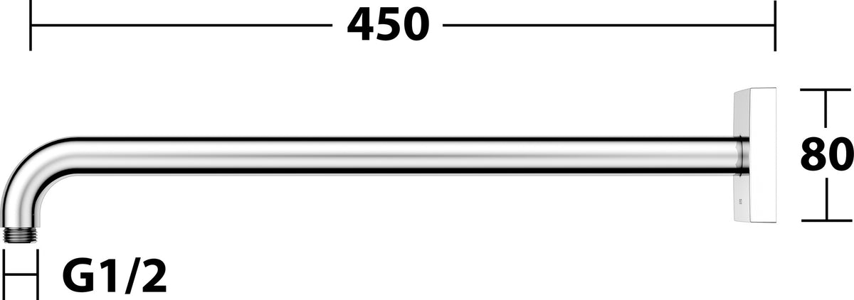 KEUCO Brausearm Edition 300, Wandanschluss, 300 mm, verchromt – Eckige Form, Metall