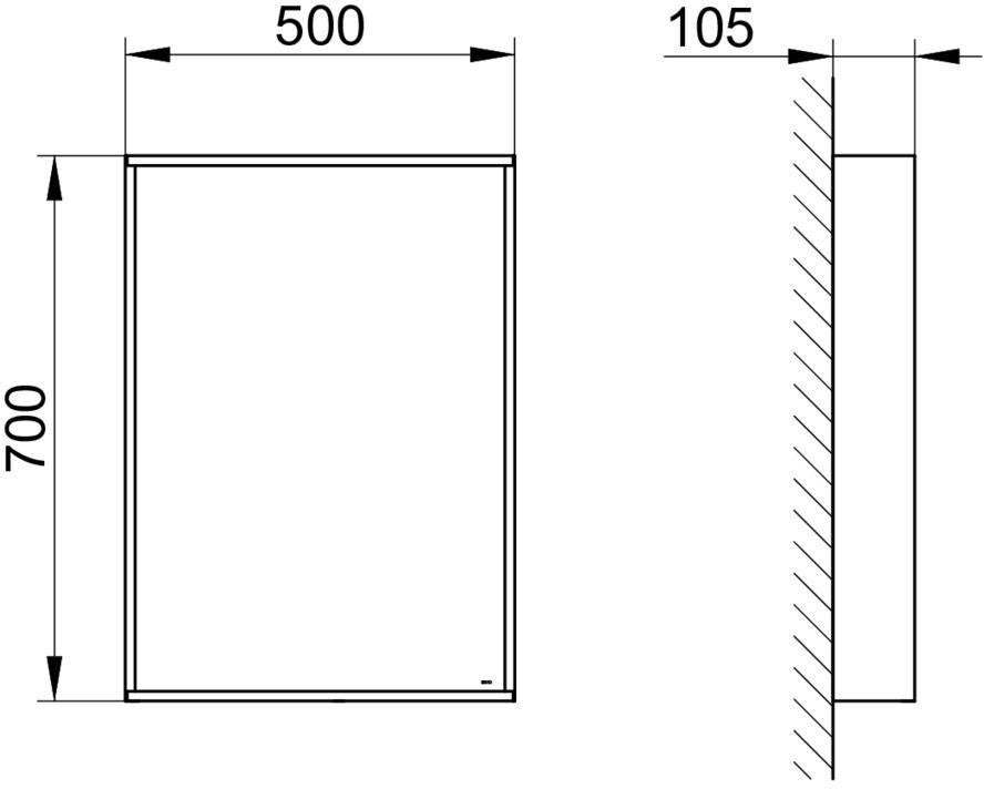 KEUCO X-Line Kristallspiegel 460x850 mm anthrazit – Rahmenloser Wandspiegel ohne Beleuchtung
