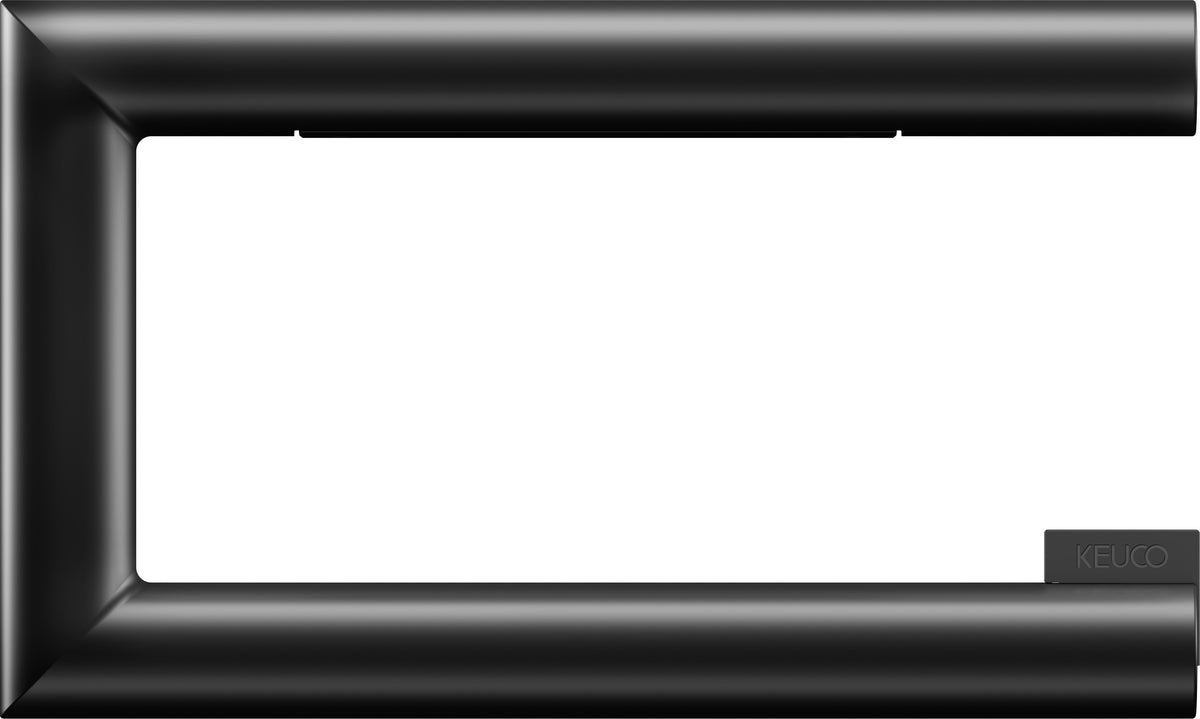 KEUCO REVA Toilettenpapierhalter offene Form schwarz matt – Wandmontage zum Kleben oder Schrauben