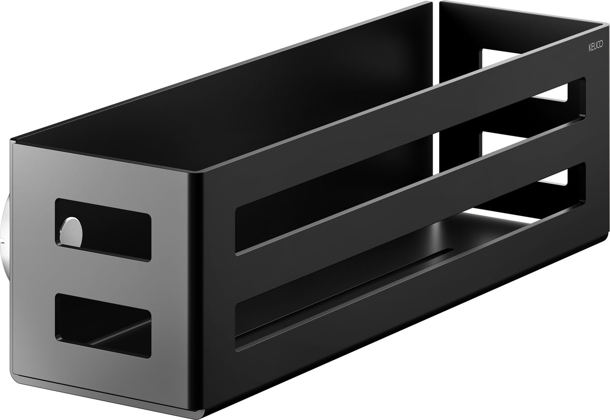 KEUCO Seifenkorb 24954, 320 x 93 x 90 mm, schwarz matt, Aluminium, mit Ablaufschlitzen