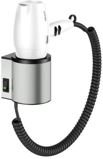 KEUCO Plan Haartrockner 14995 mit Wandhalterung – Edelstahl-Finish/Schwarz