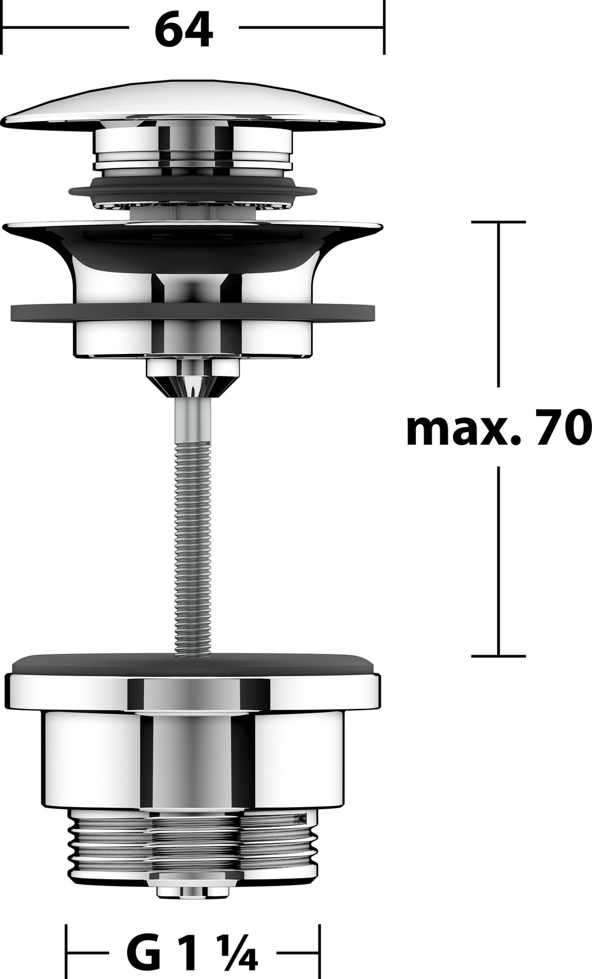 KEUCO Ablaufgarnitur Push-Open G 1 1/4 verchromt – Armaturenzubehör 59902