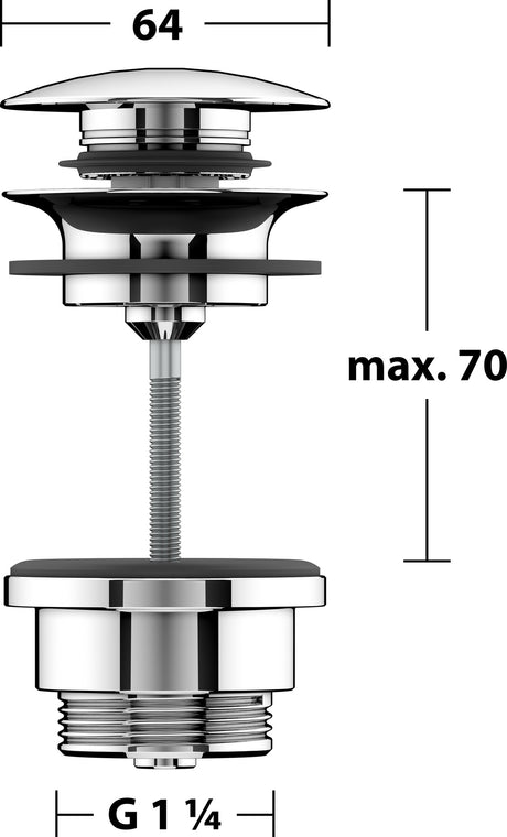 KEUCO Ablaufgarnitur Push-Open G 1 1/4 verchromt – Armaturenzubehör 59902