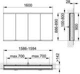 KEUCO Royal Modular 2.0 Spiegelschrank, unbeleuchtet, Wandeinbau, 1600 x 700 x 120 mm, silber-eloxiert