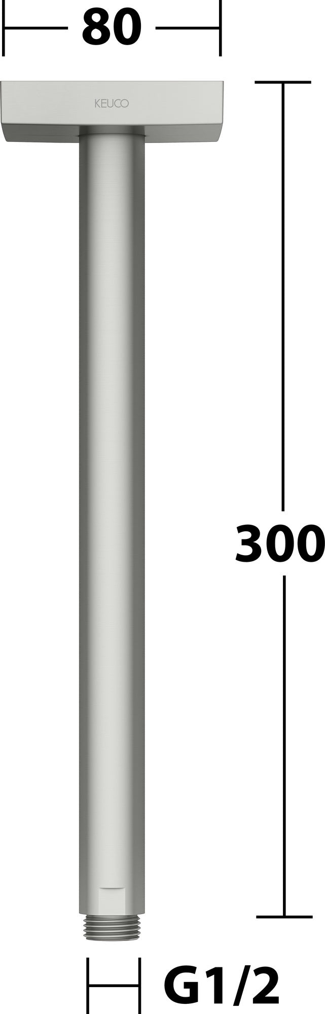KEUCO Brausearm Edition 300 Deckenanschluss 100 mm verchromt – Eckige Form für moderne Duschen