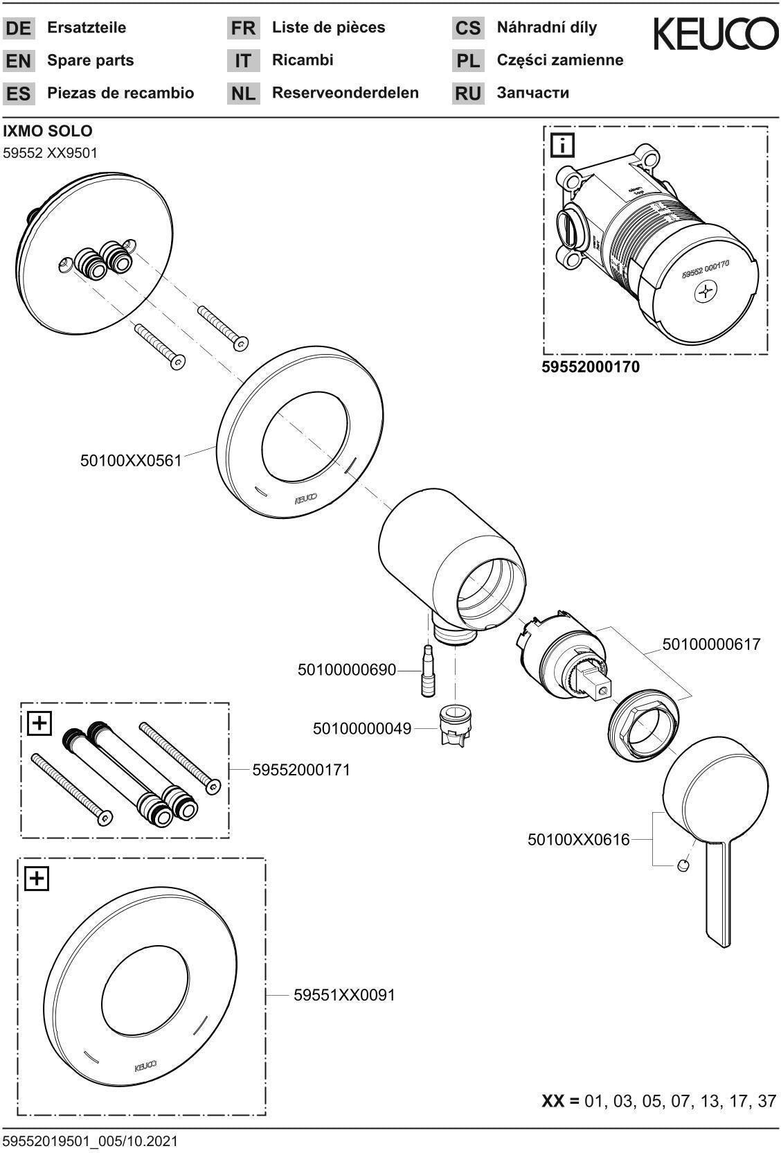 KEUCO IXMO SOLO Brause-Set 800 mm mit Einhebel-Brausemischer und Handbrause, verchromt