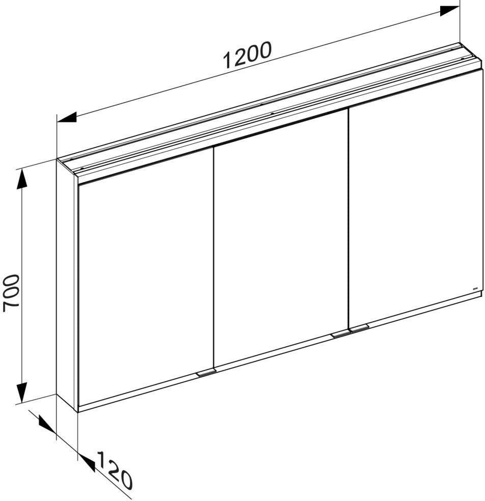 KEUCO Royal Modular 2.0 Spiegelschrank 900 mm, 3 Türen, LED Ober- und Unterbeleuchtung, silber-eloxiert