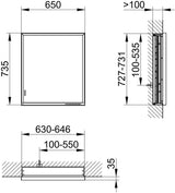 KEUCO Royal Lumos Spiegelschrank 650 mm, Wandeinbau, Anschlag rechts, silber-eloxiert
