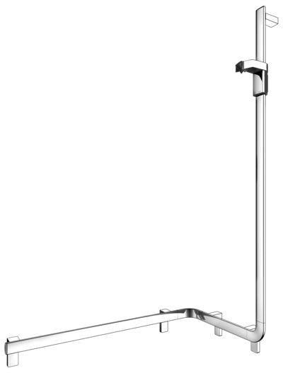 KEUCO AXESS Duschhandlauf 550/531/1301 mm mit Brausestange rechts, silber-eloxiert