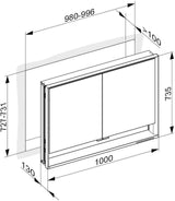 KEUCO Royal Lumos Spiegelschrank Wandeinbau 1000 x 735 x 130 mm silber-eloxiert mit Ablagefach