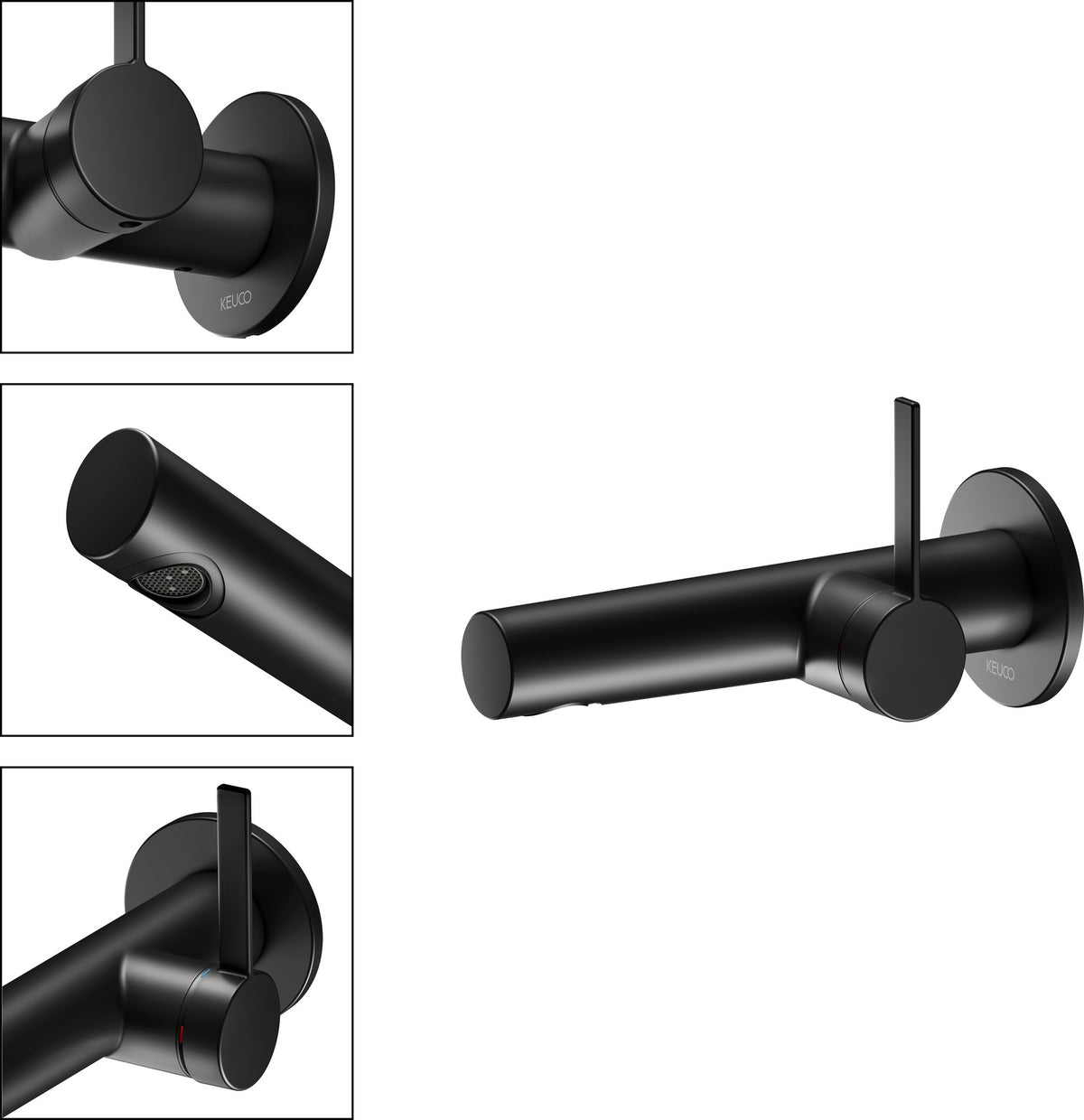 KEUCO IXMO Einhebel-Waschtischmischer Unterputz, rund, Ausladung 165 mm, schwarz matt