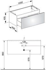 KEUCO X-Line Waschtischunterbau 1000 mm anthrazit mit Glasfront und Auszug