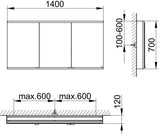 KEUCO Royal Modular 2.0 Spiegelschrank 900 mm, 3 Türen, LED Ober- und Unterbeleuchtung, silber-eloxiert