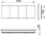 KEUCO Royal Modular 2.0 Spiegelschrank 1800 mm, unbeleuchtet, 4 Türen, silber-eloxiert