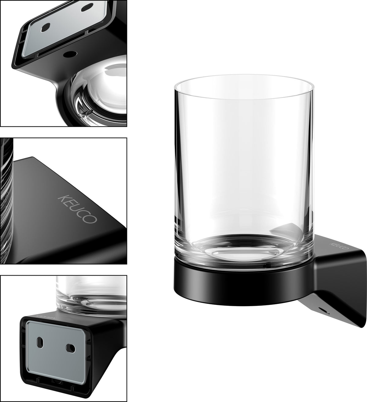 KEUCO Aveno Glashalter 14650 mit Echtkristall-Glas, verchromt – Zahnputzbecher-Halterung