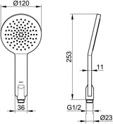 KEUCO Edition 11 Handbrause verchromt – 1 Strahlart, Antikalk-System, für Durchlauferhitzer