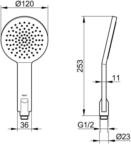KEUCO Edition 11 Handbrause verchromt – 1 Strahlart, Antikalk-System, für Durchlauferhitzer