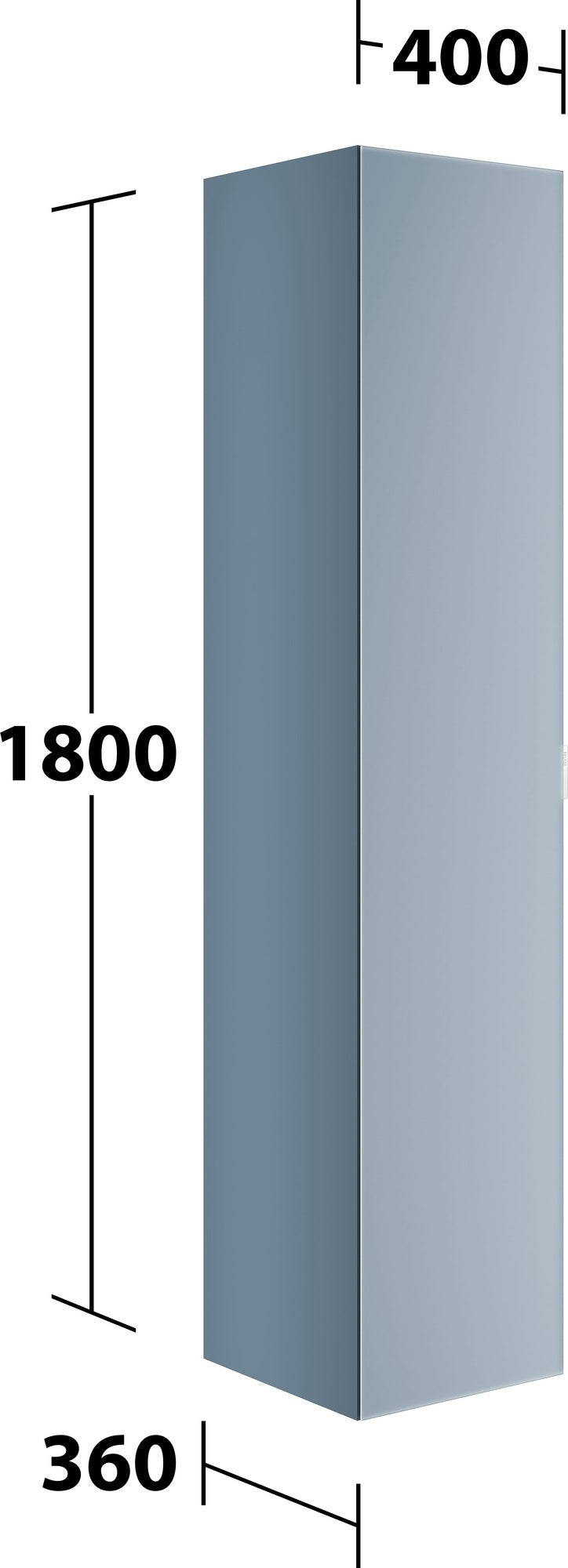 KEUCO Edition 11 Art Hochschrank mit Steckdose, 1-türig, links, 400 x 1800 x 360 mm, blue satin/Glas blue satin
