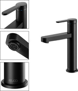 KEUCO IXMO Einhebel-Waschtischmischer 130 Flat, Rosette rund, schwarz matt – ohne Zugstange