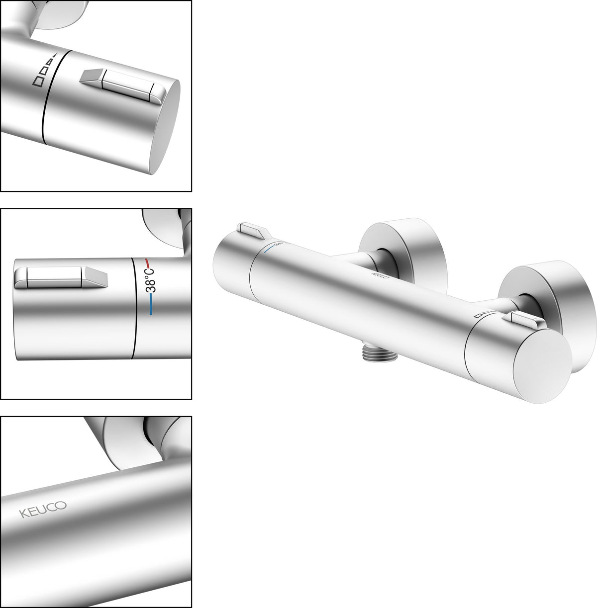 KEUCO Plan blue Thermostat-Brausemischer Aufputz Aluminium-finish 53926