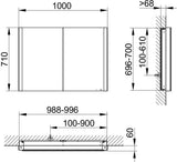 KEUCO SOMARIS Spiegelschrank Wandeinbau 1000 x 710 x 115 mm verspiegelt