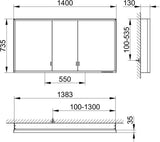 KEUCO Royal Lumos Spiegelschrank 1400 mm mit Spiegelheizung, silber-eloxiert